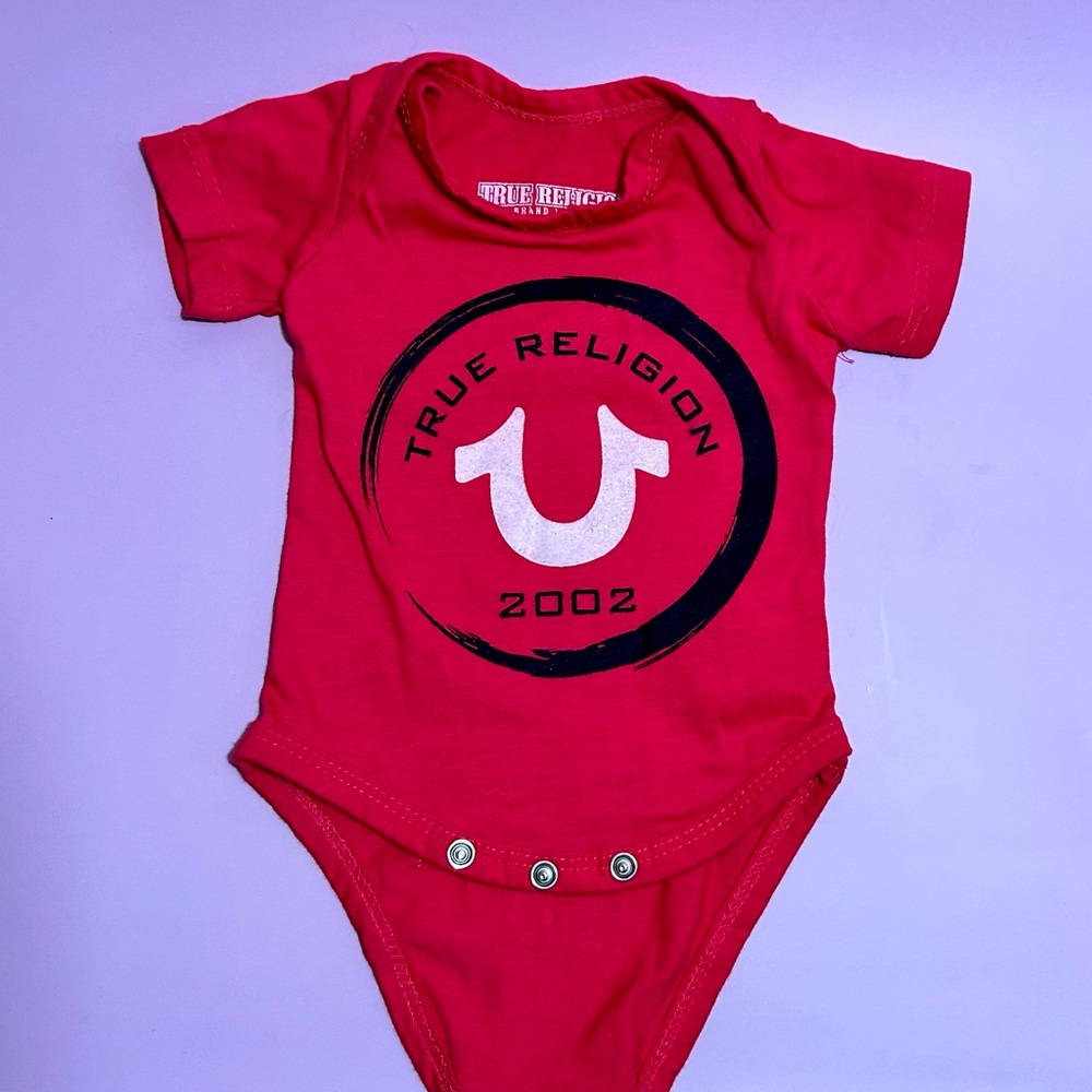 True Religion Red Bodysuit with Graphic Design